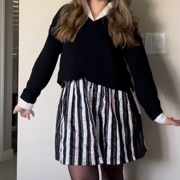 Y2K Vintage Metallic Ribbon High Rise Babydoll Skirt - Picture 1 of 11